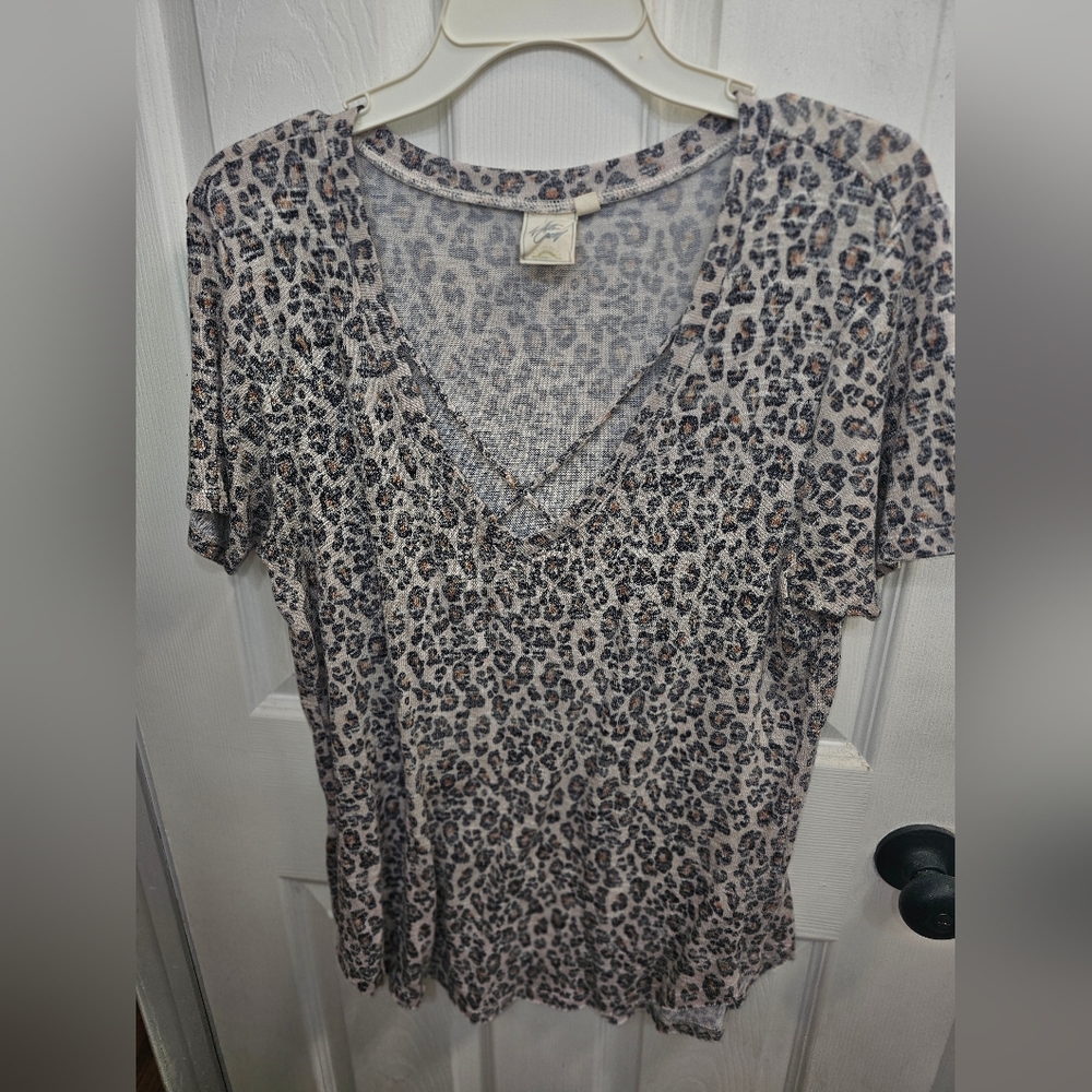 White Crow Leopard Print Top